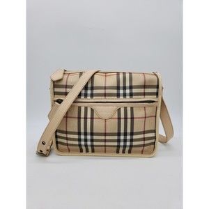 Burberry Beige and Black Check Crossbody Bag